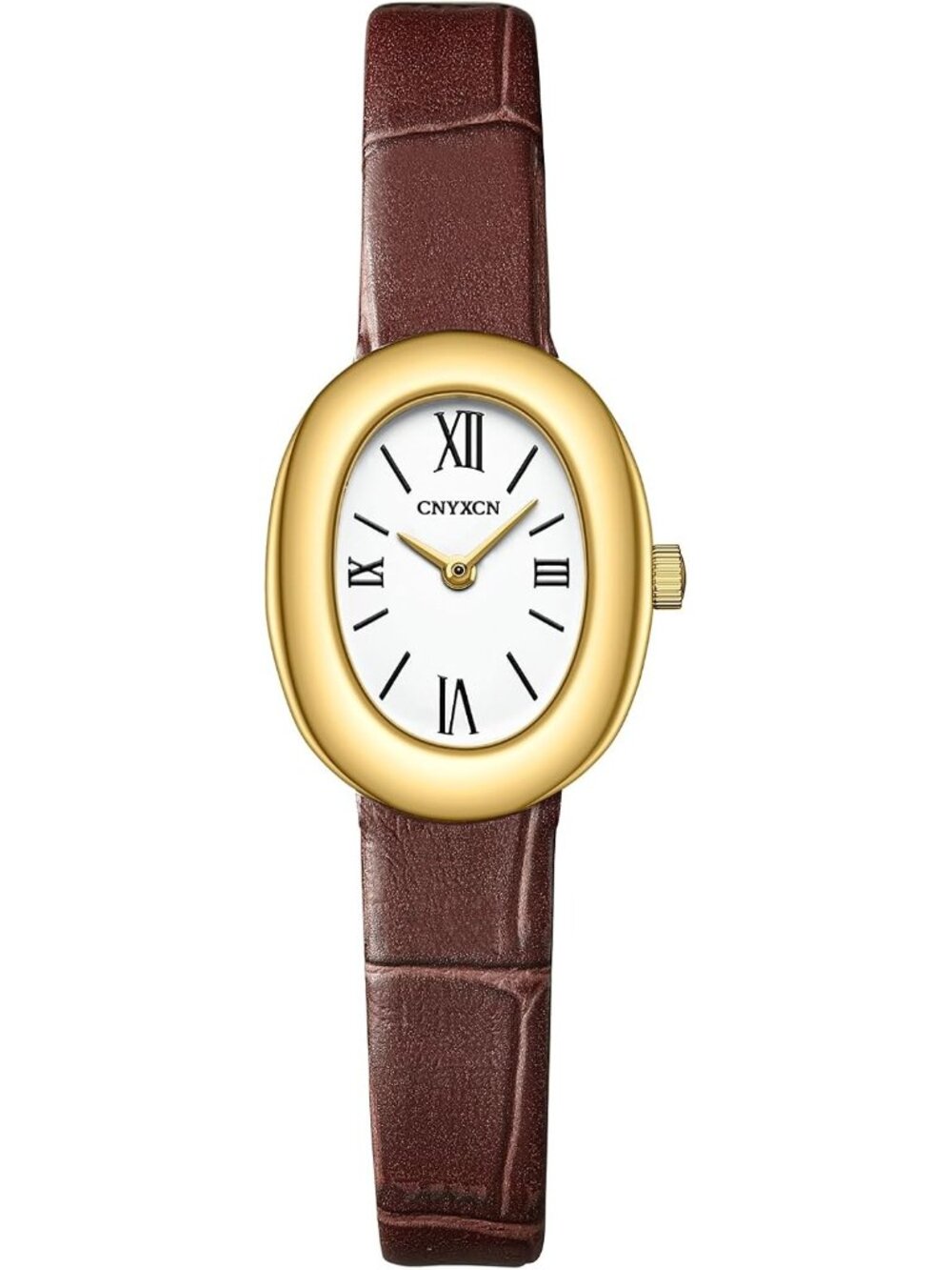 Women’s Gold Brown Vintage Gold Oval Bangle Watch Elegant Quartz Wristwatch
